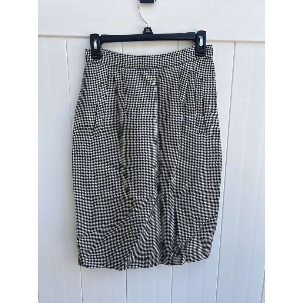 LIZ CLAIBORNE Collection Pencil Skirt Houndstooth Linen Blend Career Petite Sz 8